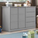 Ver imagem 1 de Cômoda Infantil 4 Gavetas 2 Portas com Cabideiro Pérola
