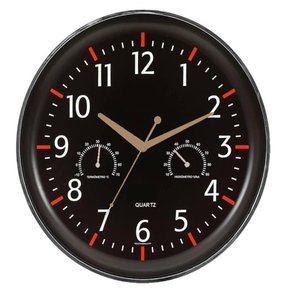 Relogio Analogico de Parede Vintage Termometo e Higrometeo Decorativo Preto Sala Escritorio