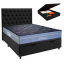 Ver imagem 1 de Conjunto Cama Box Bau Preto Casal + Colchão Molas Ensacadas Petrus Paropas + Cabeceira