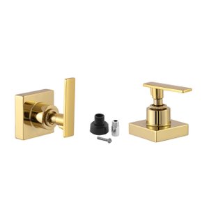 Kit 2 Acabamento para Registro de Chuveiro Quadrado Alavanca Dourado Brilhante Banheiro Padrão Docol