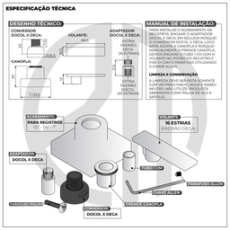 Kit 2 Acabamento para Registro de Chuveiro Quadrado Alavanca Dourado Brilhante Banheiro Padrão Docol - 6