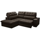 Ver imagem 1 de Sofá 3 Lugares Retrátil Reclinável Chaise Esquerdo 243cm Solin F04 Veludo Marrom Escuro - Lyam Decor