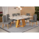 Ver imagem 1 de Conjunto: Mesa de Cozinha Celeste c/ Tampo Madeirado Retangular 170x90cm e 6 Cadeiras Lia Cedro/