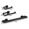 Kit Acessórios para Banheiros 3 Peças Lavabo Toalheiro Banho Duplo Preto Fosco - 2