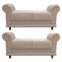 Ver imagem 1 de Kit 2 Recamier Barcelona Namoradeira Suede Bege D'Rossi