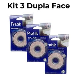 Kit 3 Fitas Adesiva Banana Dupla Face Espuma 12mm X 2m Pratik Uso Geral - 3