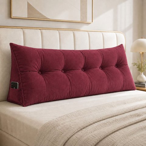 Almofada Encosto Triangular Cama Leitura Cabeceira Suede