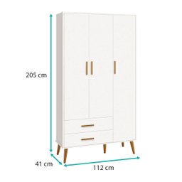 Comoda Sapateira e Guarda Roupa Isis Pés Retrô 3 Portas 2 Gavetas Areia Fosco/ Savana Fosco - Reller - 7