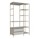 Ver imagem 2 de Guarda-Roupa Closet Industrial P1025 Cinza/Arena/Dourado