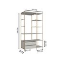 Ver imagem 3 de Guarda-Roupa Closet Industrial P1025 Cinza/Arena/Dourado