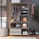 Ver imagem 1 de Guarda-Roupa Closet Industrial P1025 Cinza/Arena/Dourado