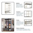 Ver imagem 4 de Guarda-Roupa Closet Industrial P1025 Cinza/Arena/Dourado