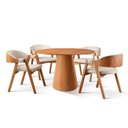 Ver imagem 3 de Conjunto Sala de Jantar Mesa Cone Amadeirada 120cm + 4 Cadeiras Gaia