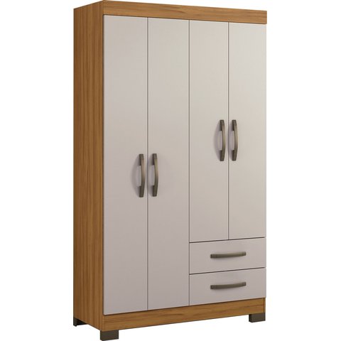 Guarda-Roupa 4 Portas NT 5005 Freijó com Off White - Notável