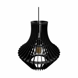 Lustre Pendente em Madeira - Stick Dress - Preto - 1