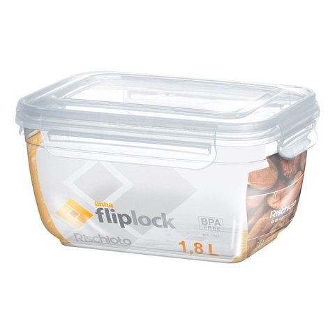 Pote Fliplock em Plástico Transparente 1800 Ml Rischioto