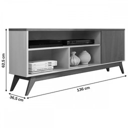 Rack para TV Até 50 Polegadas Malbec Wood 1 Porta Off White/Freijo - Giga Móveis - 3