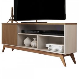 Rack para TV Até 50 Polegadas Malbec Wood 1 Porta Off White/Freijo - Giga Móveis - 2
