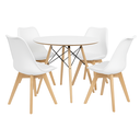 Ver imagem 1 de Kit Polipropileno Sala de Jantar Eames 90cm com 4 Cadeiras Saarinen Brancas