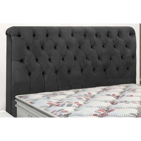 Cabeceira Cama Box Estofada Queen Queen Imperatriz Plus Suede Cinza - Simbal