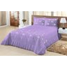 Cobre Leito Casal Padrão Lírio 03 Peças Colcha - Lilás - 1
