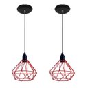Ver imagem 1 de Kit com 02 Luminárias Pendente Aramado Modelo Diamante - Vermelho