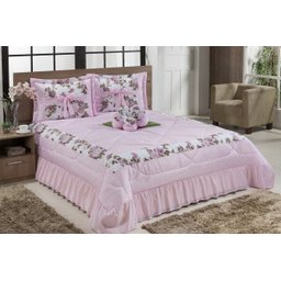 Kit Cobre Leito Casal King Amazonas 04 Peças Colcha - Rosa - 1