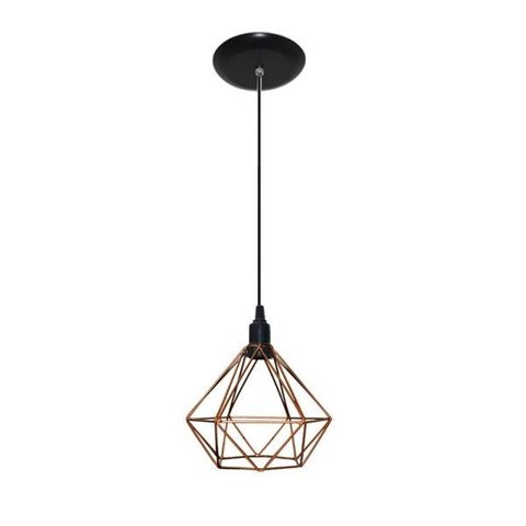 Luminária Pendente Aramado Modelo Diamante - Cobre