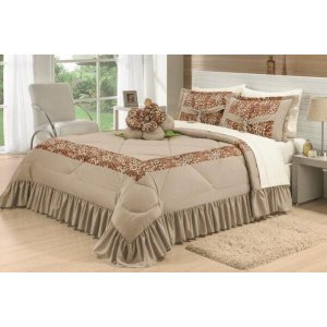 Kit Cobre Leito Casal King Amazonas 04 Peças Colcha - Avelã