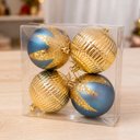 Ver imagem 4 de Bola Dourada Azul Decoração Enfeite Natalino 8cm Kit 24PÇS