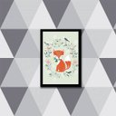 Ver imagem 1 de Quadro Ilustração Infantil Raposinha 33x24cm - com vidro:Madeira branca