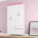 Ver imagem 2 de Guarda Roupa De Solteiro Cairo 4 Portas Branco/Rosa - Bela Móveis