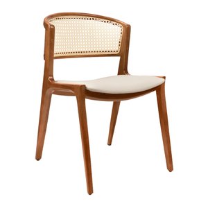 Cadeira para Mesa de Jantar Cyndi 53cm Madeira Maciça |courino Factor Off White - Sallar Home