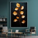 Ver imagem 1 de Quadro Decorativo Folhas Douradas Fundo Black Sala Quarto Casa Escritório