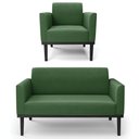 Ver imagem 1 de Sofá Namoradeira e 1 Poltrona Base Madeira Preto Maressa Suede Verde - Ibiza