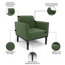 Ver imagem 3 de Sofá Namoradeira e 1 Poltrona Base Madeira Preto Maressa Suede Verde - Ibiza