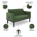 Ver imagem 4 de Sofá Namoradeira e 1 Poltrona Base Madeira Preto Maressa Suede Verde - Ibiza