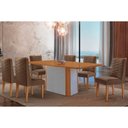 Ver imagem 1 de Conjunto: Mesa Sala Jantar Pietá C/ Tampo Madeirado Canto Curvo 180x90cm e 6 Cadeiras Dafne