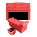 Ver imagem 1 de Kit Cabeceira Geovana e Calçadeira Veneza Casal 140cm Suede Topázio Decor:vermelho
