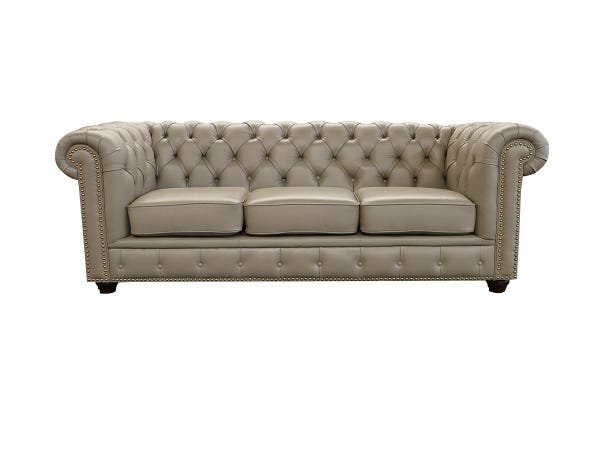 Sofá Chesterfield de Couro 3 Lugares - Avelã