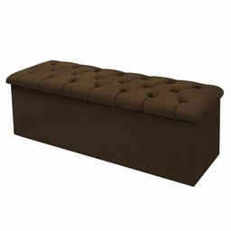 Calçadeira Recamier Quarto Bau Margarida 140cm Casal Suede Marrom - 1