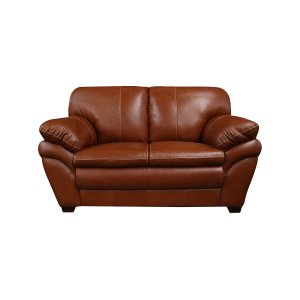 Sofá de Couro Gana 2 Lugares - Conhaque com Brilho