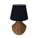 Ver imagem 1 de Abajur para Sala Ou Quarto - Base em Junco Areia e Cúpula de Algodão Preto