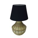 Ver imagem 1 de Abajur para Sala Ou Quarto - Base em Junco Pinus e Cúpula de Algodão Preto