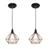 Kit com 02 Luminárias Pendente Aramado Modelo Diamante - Cobre - 1