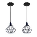 Ver imagem 1 de Kit com 2 Luminárias Pendente Aramado Modelo Diamante - Preto
