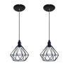 Kit com 2 Luminárias Pendente Aramado Modelo Diamante - Preto - 1