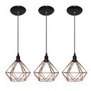 Ver imagem 1 de Kit com 03 Luminárias Pendente Aramado Modelo Diamante - Cobre