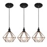Kit com 03 Luminárias Pendente Aramado Modelo Diamante - Cobre - 1