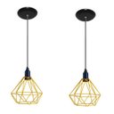 Ver imagem 1 de Kit com 02 Luminárias Pendente Aramado Modelo Diamante - Amarelo